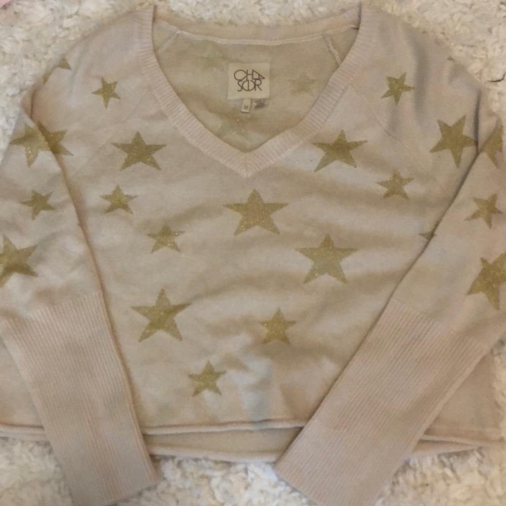 cropped vneck star sweater
